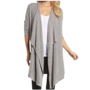 Women's Barefoot Dreams Calypso Wrap Drape Front Cardigan Open Gray Small Medium